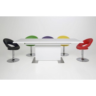 Table à manger design laqué blanc à rallonges, BRUNI