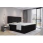 Ensemble boxspring complet tête de lit + sommiers + matelas + surmatelas IDYLLE - velours luxe noir - 140x200 cm