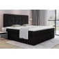 Ensemble boxspring complet tête de lit + sommiers + matelas + surmatelas IDYLLE - velours luxe noir - 160x200 cm