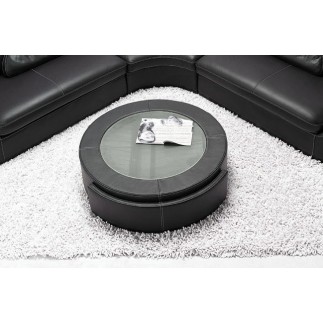 Table basse en cuir italien MARCY, noir