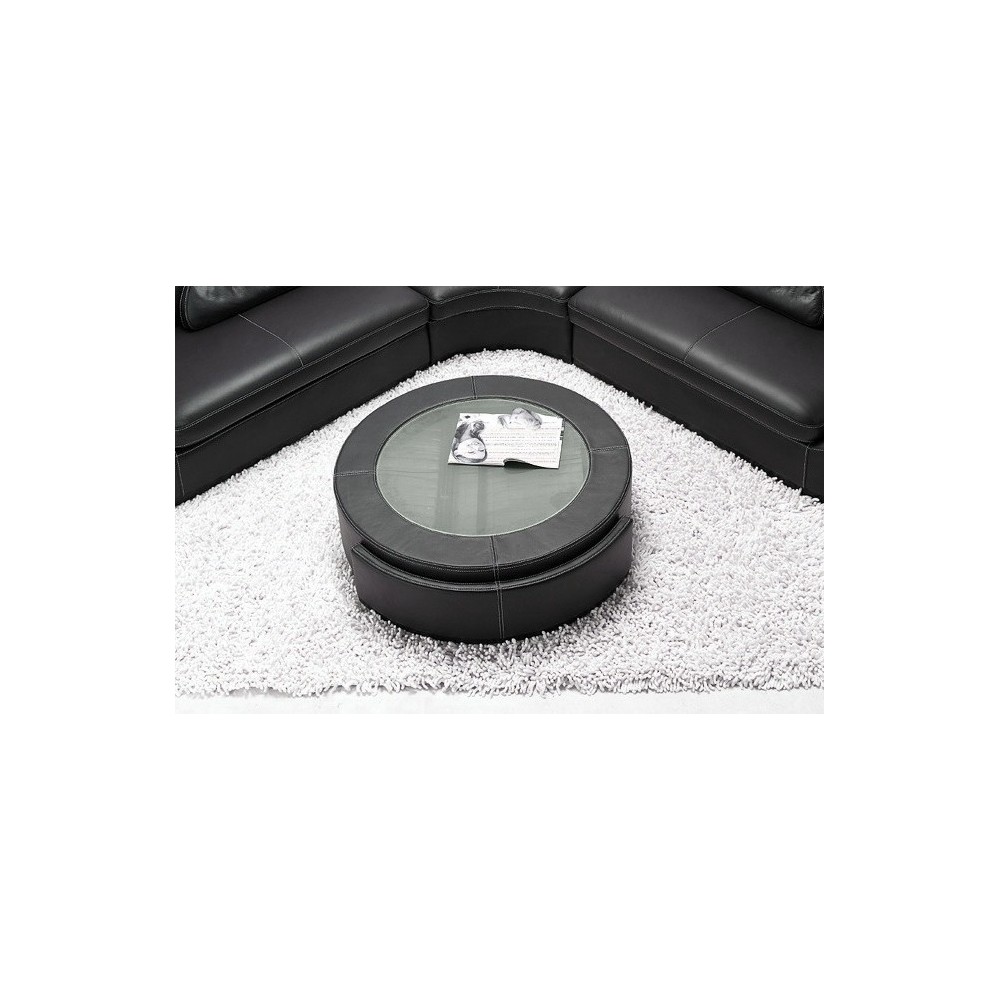 Table basse en cuir italien MARCY, noir