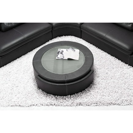 Table basse en cuir italien MARCY, noir