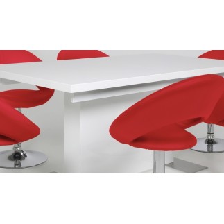 Table à manger design laqué blanc à rallonges, BRUNI