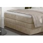 Ensemble boxspring complet tête de lit + sommiers + matelas + surmatelas MIRO tissu luxe beige - 140x200 cm