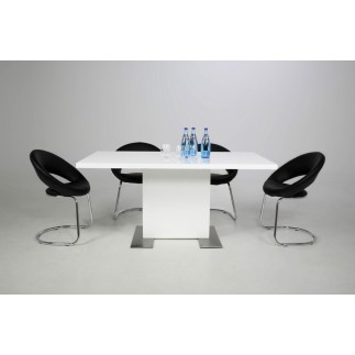 Table à manger design laqué blanc à rallonges, BRUNI