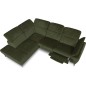 Canapé d'angle avec relax électrique tissu bouclette sensation velours, 5/6 places SINATRA, vert olive, angle gauche