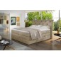 Ensemble boxspring complet tête de lit + sommiers + matelas + surmatelas MIRO tissu luxe beige - 140x200 cm