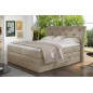 Ensemble boxspring complet tête de lit + sommiers + matelas + surmatelas MIRO tissu luxe beige - 160x200 cm