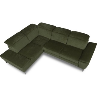 Canapé d'angle avec relax électrique tissu bouclette sensation velours