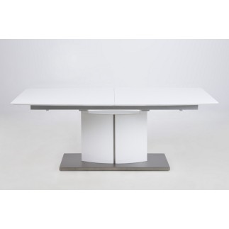 Table à manger design laqué blanc mat à rallonges, CANADA