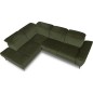 Canapé d'angle avec relax électrique tissu bouclette sensation velours, 5/6 places SINATRA, vert olive, angle gauche