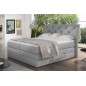 Ensemble boxspring complet tête de lit + sommiers + matelas + surmatelas MIRO tissu luxe gris - 180x200 cm