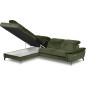 Canapé d'angle avec relax électrique tissu bouclette sensation velours, 5/6 places SINATRA, vert olive, angle gauche