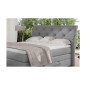 Ensemble boxspring complet tête de lit + sommiers + matelas + surmatelas MIRO tissu luxe gris - 140x200 cm