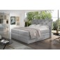 Ensemble boxspring complet tête de lit + sommiers + matelas + surmatelas MIRO tissu luxe gris - 140x200 cm