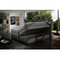 Ensemble boxspring complet tête de lit + sommiers + matelas + surmatelas MIRO tissu luxe gris foncé - 160x200 cm