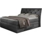 Ensemble boxspring complet tête de lit + sommiers + matelas + surmatelas MIRO tissu luxe gris foncé - 180x200 cm