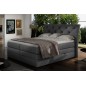 Ensemble boxspring complet tête de lit + sommiers + matelas + surmatelas MIRO tissu luxe gris foncé - 180x200 cm