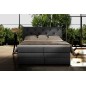 Ensemble boxspring complet tête de lit + sommiers + matelas + surmatelas MIRO tissu luxe gris foncé - 180x200 cm