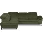 Canapé d'angle avec relax électrique tissu bouclette sensation velours, 5/6 places SINATRA, vert olive, angle gauche