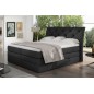 Ensemble boxspring complet tête de lit + sommiers + matelas + surmatelas MIRO en simili noir - 180x200 cm