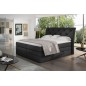 Ensemble boxspring complet tête de lit + sommiers + matelas + surmatelas MIRO en simili noir - 180x200 cm