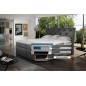 Ensemble boxspring complet tête de lit + sommiers + matelas + surmatelas MIRO en simili noir - 140x200 cm