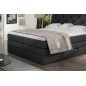 Ensemble boxspring complet tête de lit + sommiers + matelas + surmatelas MIRO en simili noir - 160x200 cm