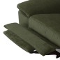 Canapé d'angle avec relax électrique tissu bouclette sensation velours, 5/6 places SINATRA, vert olive, angle droit