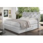 Ensemble boxspring complet tête de lit + sommiers + matelas + surmatelas MIRO en simili blanc - 160x200 cm