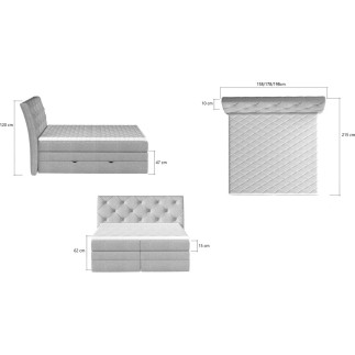 Ensemble boxspring complet tête de lit + sommiers + matelas + surmatelas MIRO en simili blanc - 160x200 cm