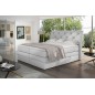 Ensemble boxspring complet tête de lit + sommiers + matelas + surmatelas MIRO en simili blanc - 160x200 cm