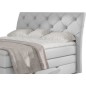 Ensemble boxspring complet tête de lit + sommiers + matelas + surmatelas MIRO en simili blanc - 180x200 cm