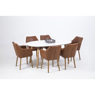 Table à manger design laqué blanc, BERINI