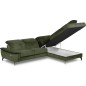 Canapé d'angle avec relax électrique tissu bouclette sensation velours, 5/6 places SINATRA, vert olive, angle droit