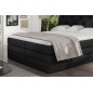 Ensemble boxspring complet tête de lit + sommiers + matelas + surmatelas MIRO tissu luxe noir - 140x200 cm