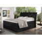 Ensemble boxspring complet tête de lit + sommiers + matelas + surmatelas MIRO tissu luxe noir - 160x200 cm