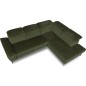Canapé d'angle avec relax électrique tissu bouclette sensation velours, 5/6 places SINATRA, vert olive, angle droit