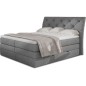 Ensemble boxspring complet tête de lit + sommiers + matelas + surmatelas MIRO tissu luxe gris - 140x200 cm