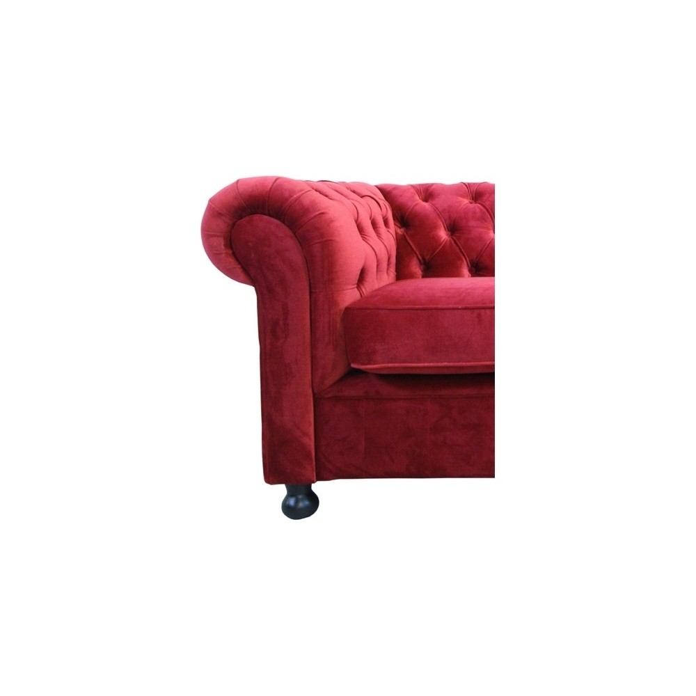 Fauteuil 1 place en tissu de qualité CHESTERFIELD, bordeaux