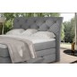 Ensemble boxspring complet tête de lit + sommiers + matelas + surmatelas MIRO tissu luxe gris - 140x200 cm