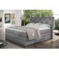 Ensemble boxspring complet tête de lit + sommiers + matelas + surmatelas MIRO tissu luxe gris - 160x200 cm