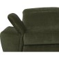 Canapé d'angle avec relax électrique tissu bouclette sensation velours, 5/6 places SINATRA, vert olive, angle droit