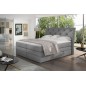 Ensemble boxspring complet tête de lit + sommiers + matelas + surmatelas MIRO tissu luxe gris - 160x200 cm
