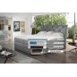 Ensemble boxspring complet tête de lit + sommiers + matelas + surmatelas MIRO tissu luxe gris - 180x200 cm