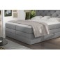 Ensemble boxspring complet tête de lit + sommiers + matelas + surmatelas MIRO tissu luxe gris - 180x200 cm