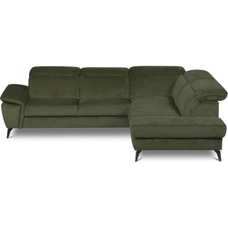 Canapé d'angle avec relax électrique tissu bouclette sensation velours