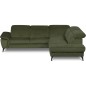 Canapé d'angle avec relax électrique tissu bouclette sensation velours, 5/6 places SINATRA, vert olive, angle droit