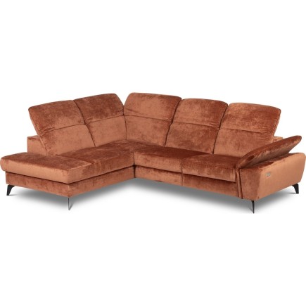 Canapé d'angle avec relax électrique tissu bouclette sensation velours