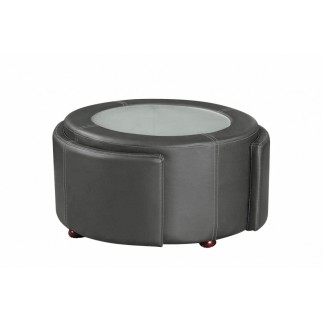 Table basse en cuir italien MARCY, gris foncé